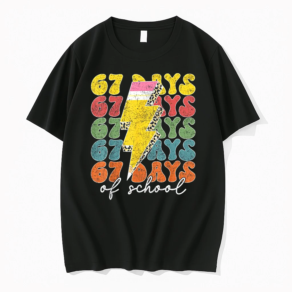 67 Days Of School Lightning Bolt Pencil Teachers Students Shirts