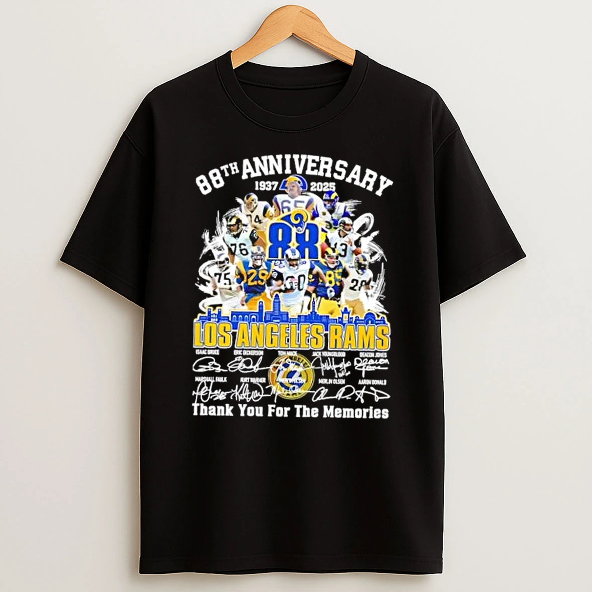88th Anniversary 1937 2025 Los Angeles Rams Legends Thank You For The Memories Skyline Shirts
