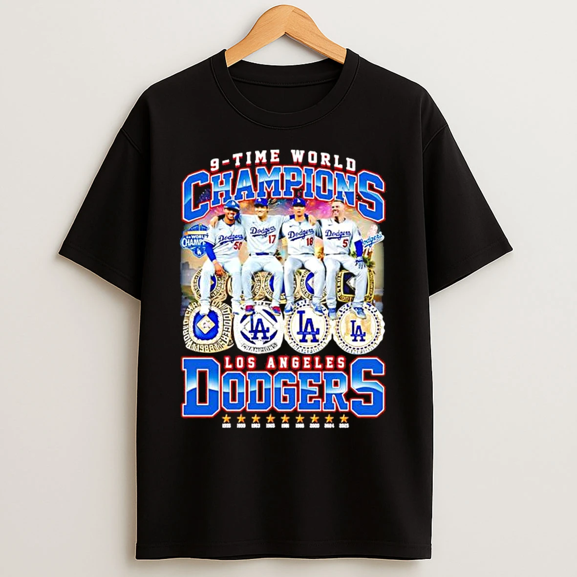 9 Time World Champions La Dodgers 2025 T Shirts
