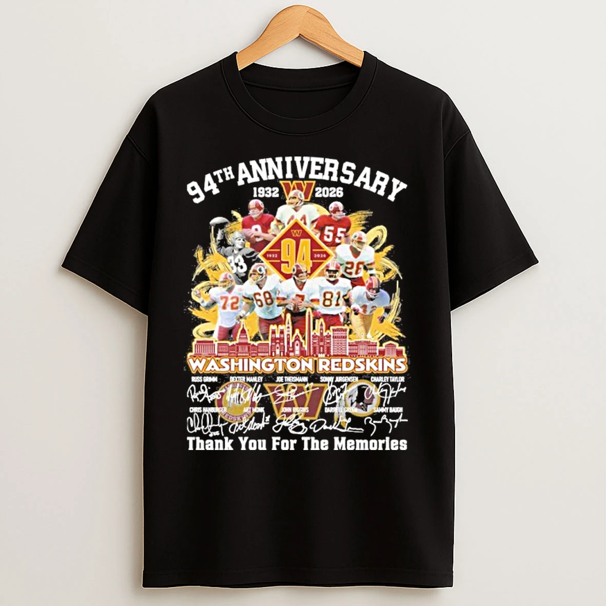 94th Anniversary 1932 2026 Washington Redskins Team Player Signature T Shirts