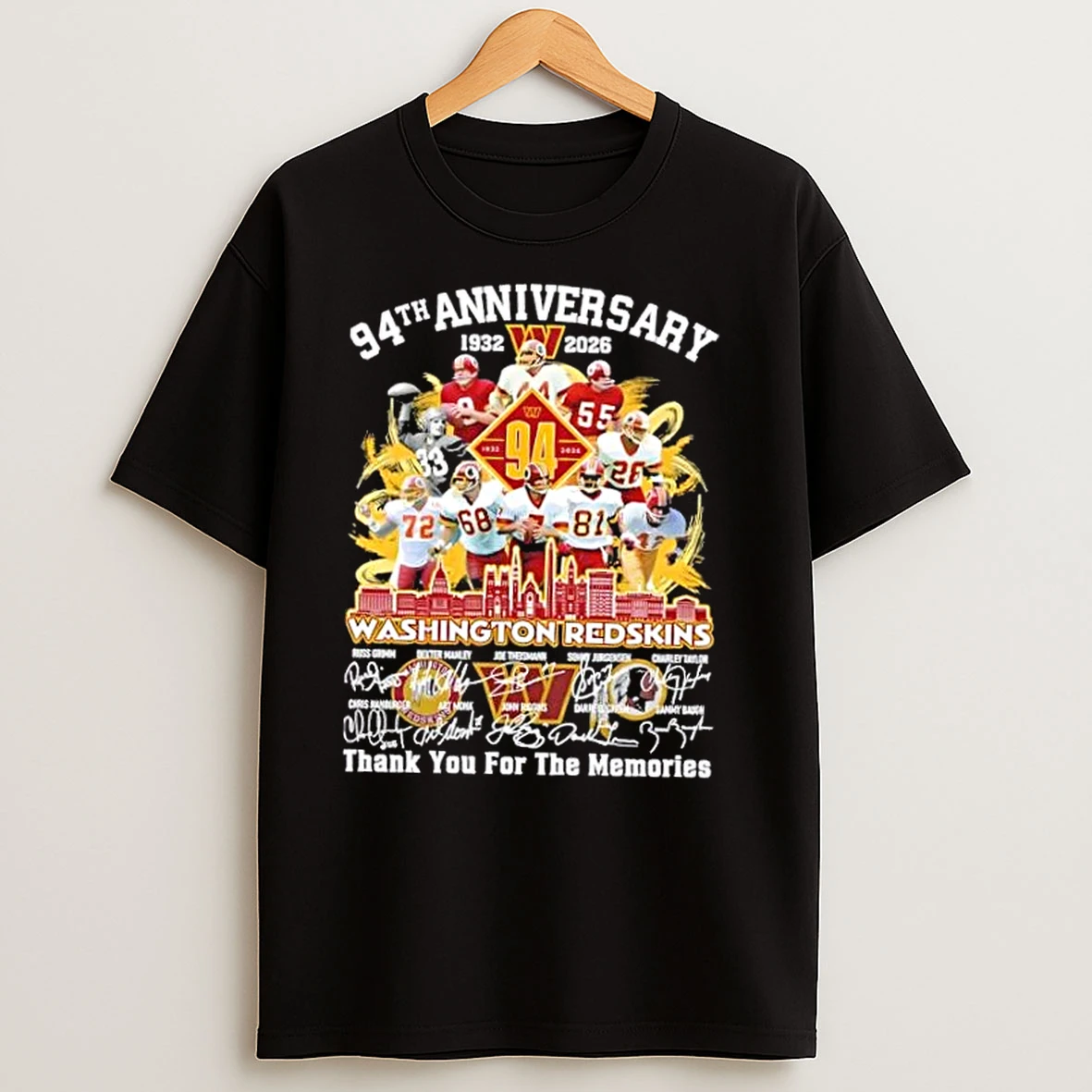 94th Anniversary 1932 2026 Washington Redskins Legends Thank You For The Memories Skyline T Shirts