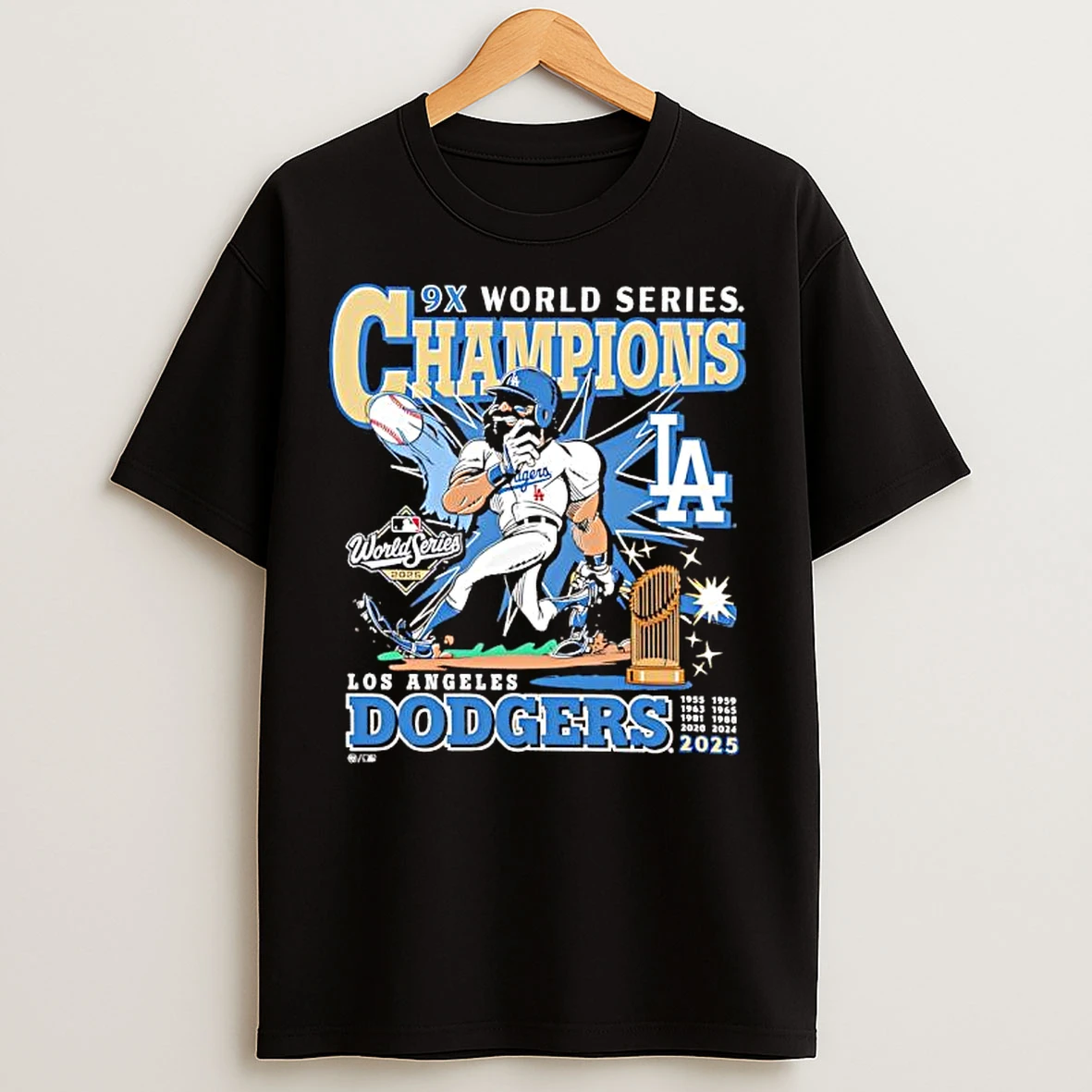 9x World Series Champions La Dodgers Player Cartoon T Shirts