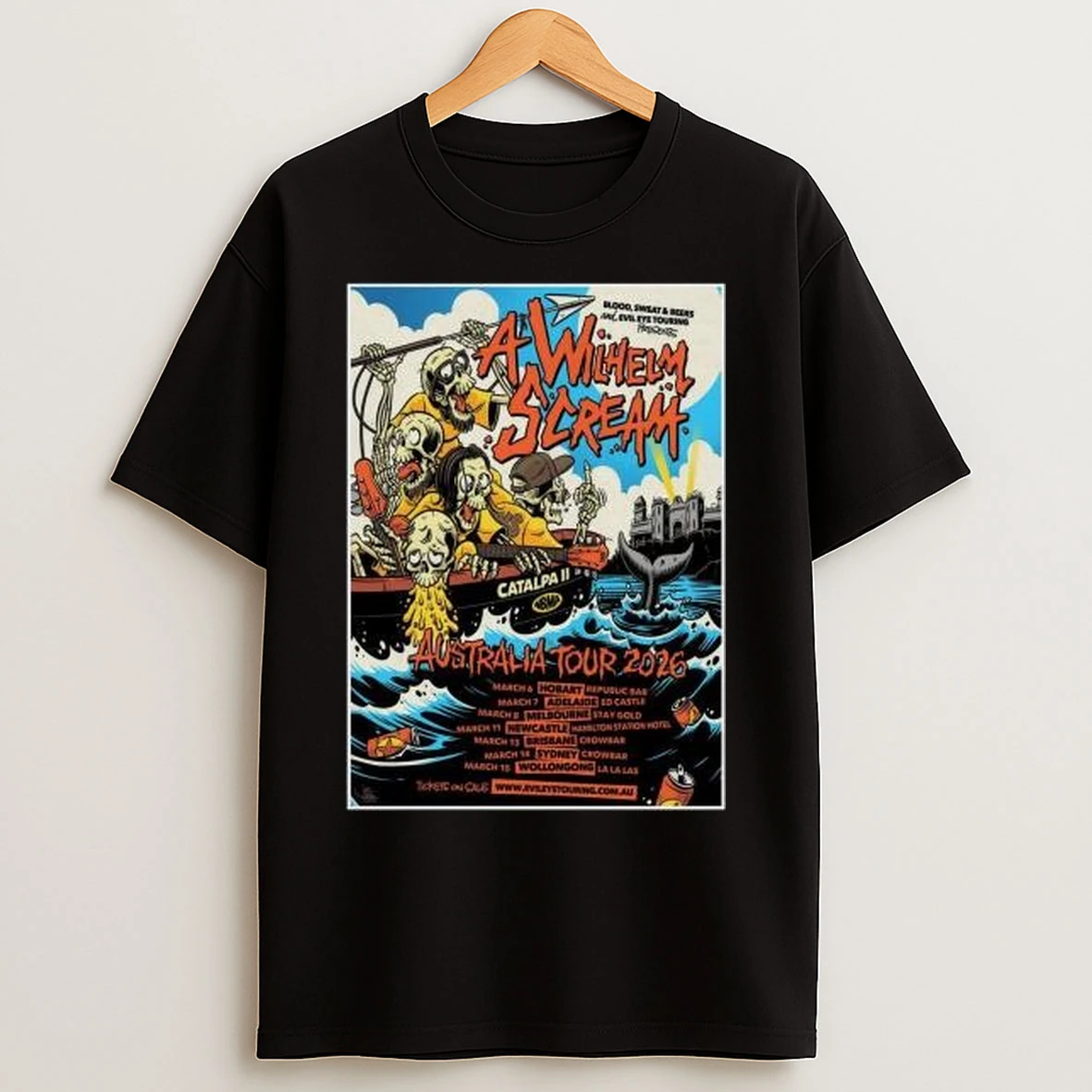 A Wilhelm Scream Australia Tour 2026 Circle Black T Shirts