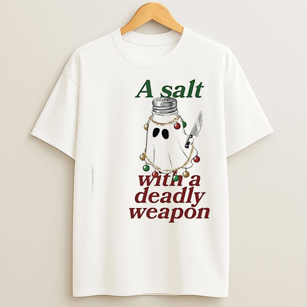A Salt With A Deadly Weapon Ghost Chrismas Lights Graphic T Shirts