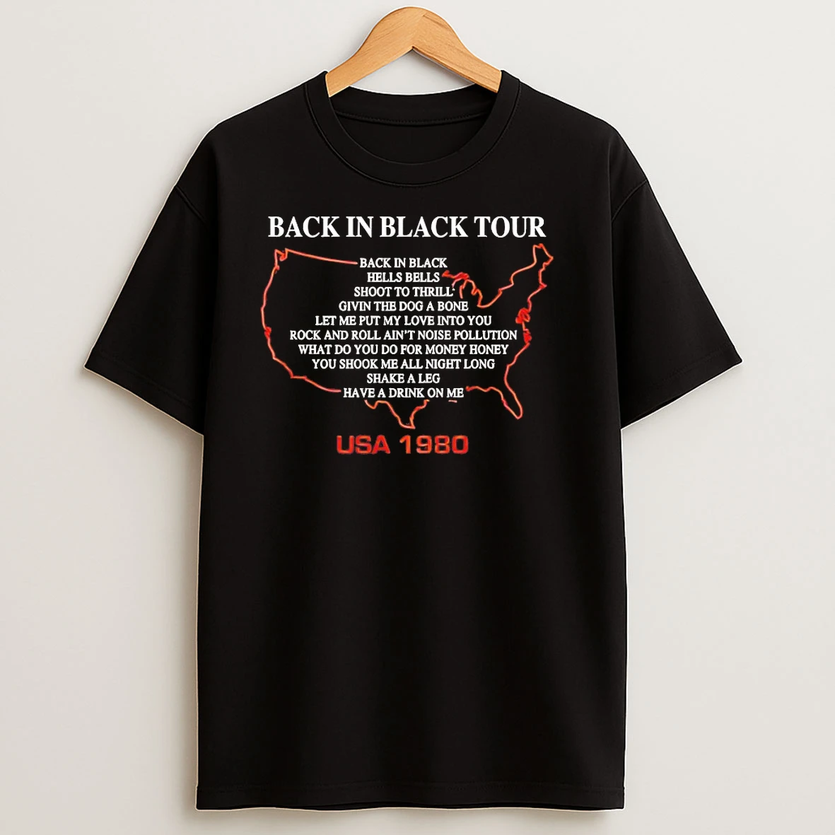 Acdc Back On Black Tour Usa 1980 T Shirts