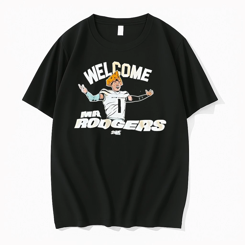 Aaron Rodgers Welcome To Mr Rodgers New York Jets Cheesehead Hat Graphic Shirts