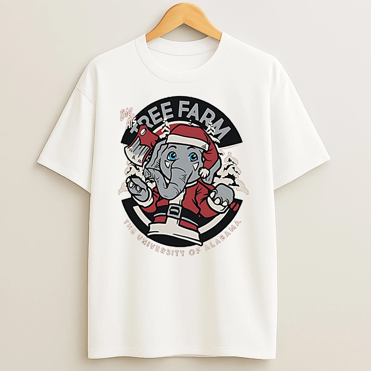 Alabama Crimson Tide Big Al Santa Tree Farm Christmas Shirts
