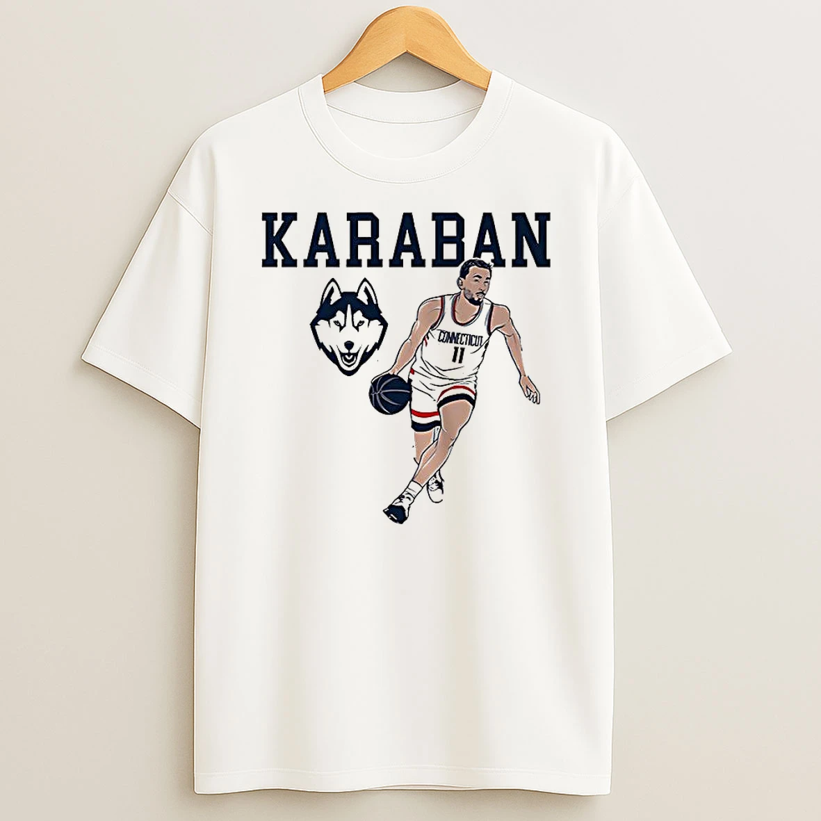 Alex Karaban Uconn Huskies Basketball Name Pose Logo Shirts