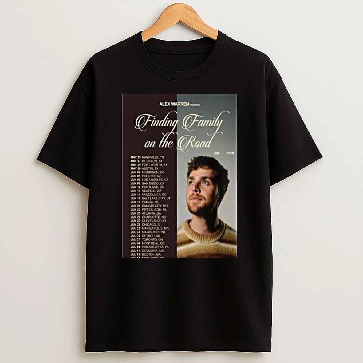 Alex Warren Finding Family On The Road 2026 Tour Shirts