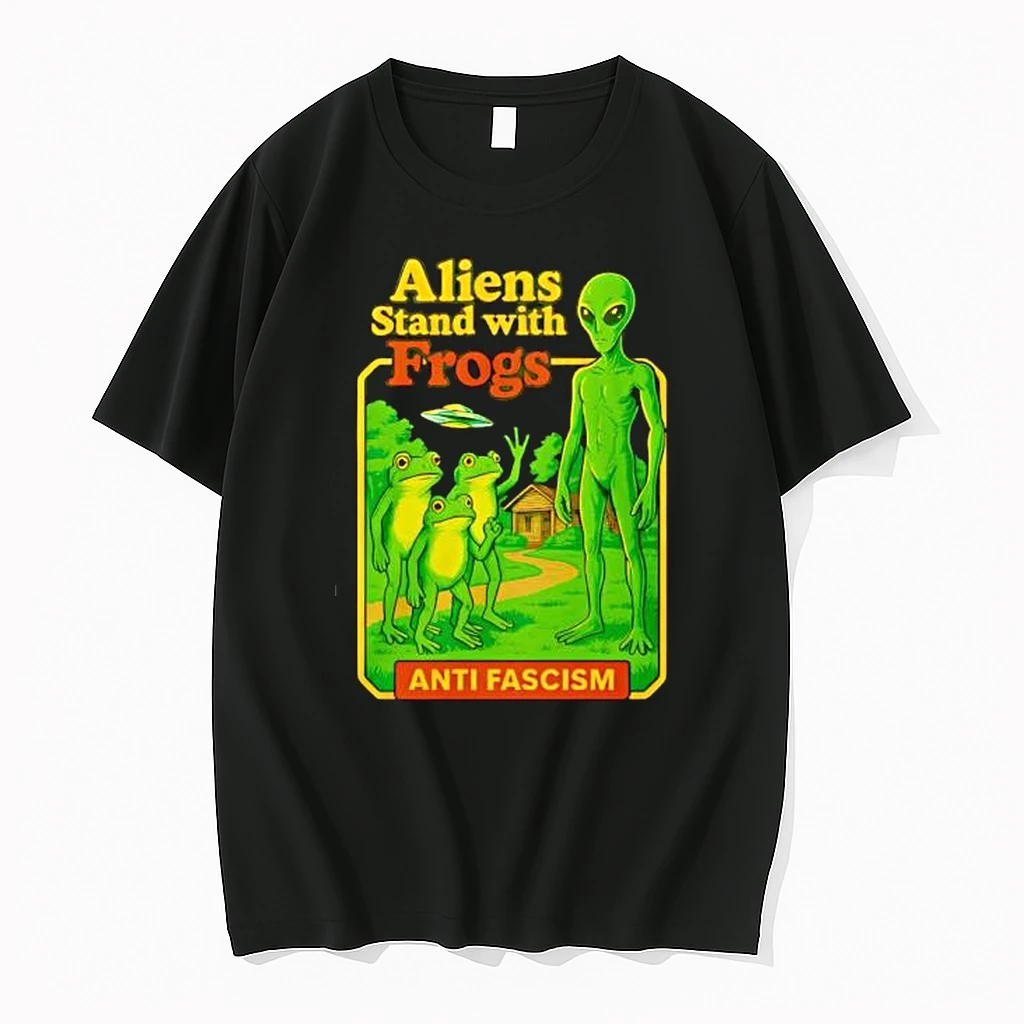 Aliens Stand With Frogs Anti Fascism Shirts