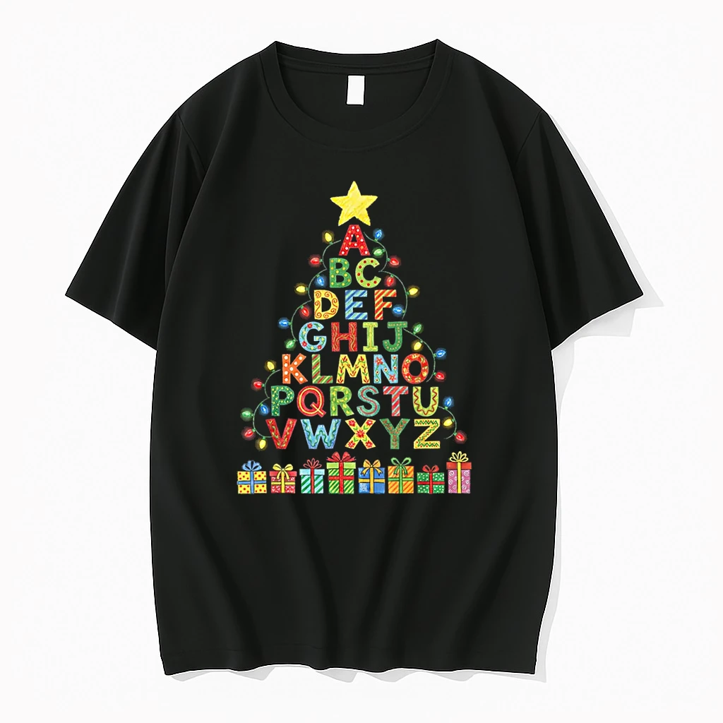 Alphabet Christmas Tree Graphic Abc A Z Teacher Shirts