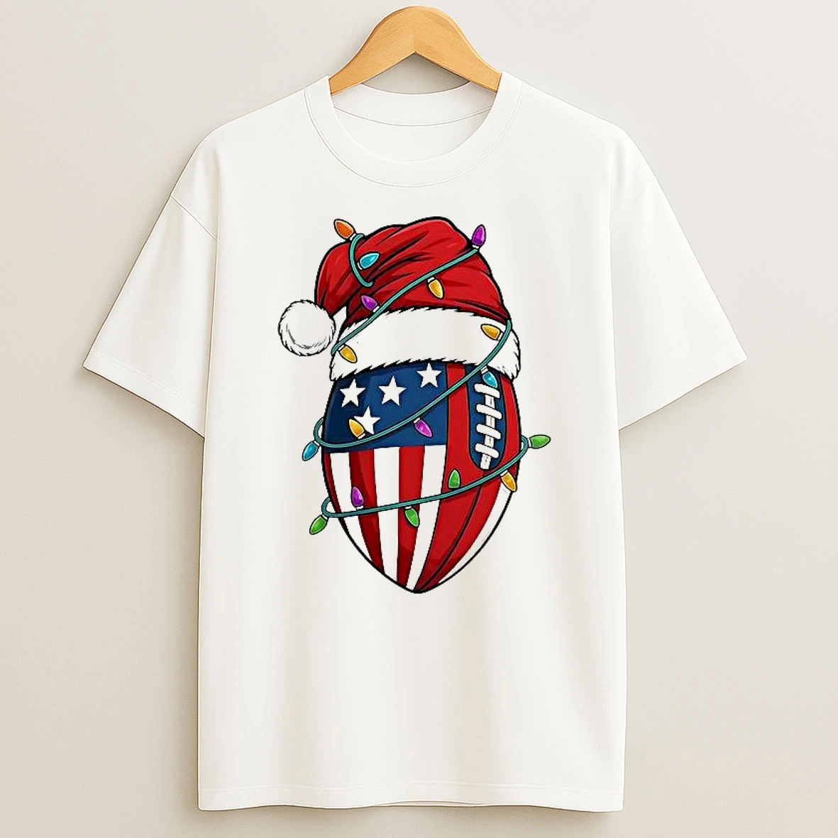 American Flag Football 2025 Christmas Santa Hat Shirts