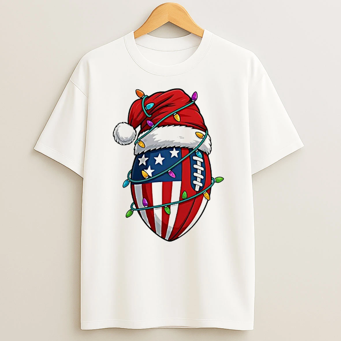 American Flag Football Light Christmas Hat Shirts