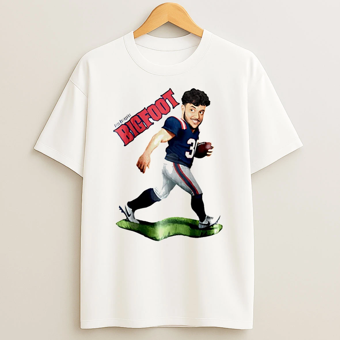Andy Borregales Bigfoot New England Patriots Caricature Shirts
