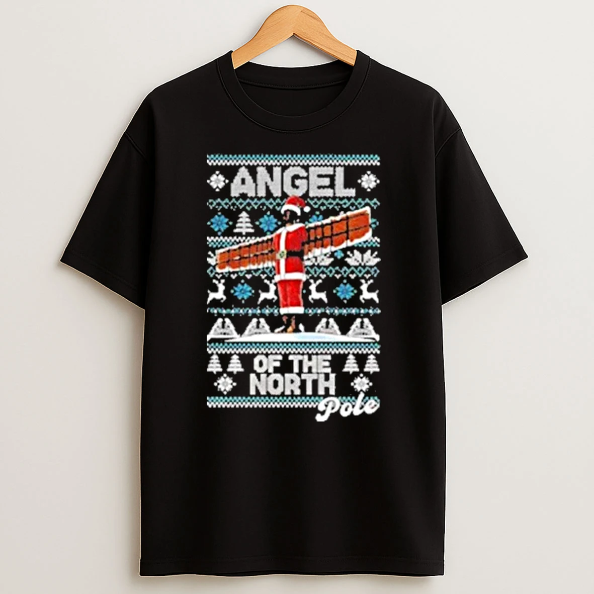 Angel Of The North Pole Wooden Statue Ugly Christmas Shirts