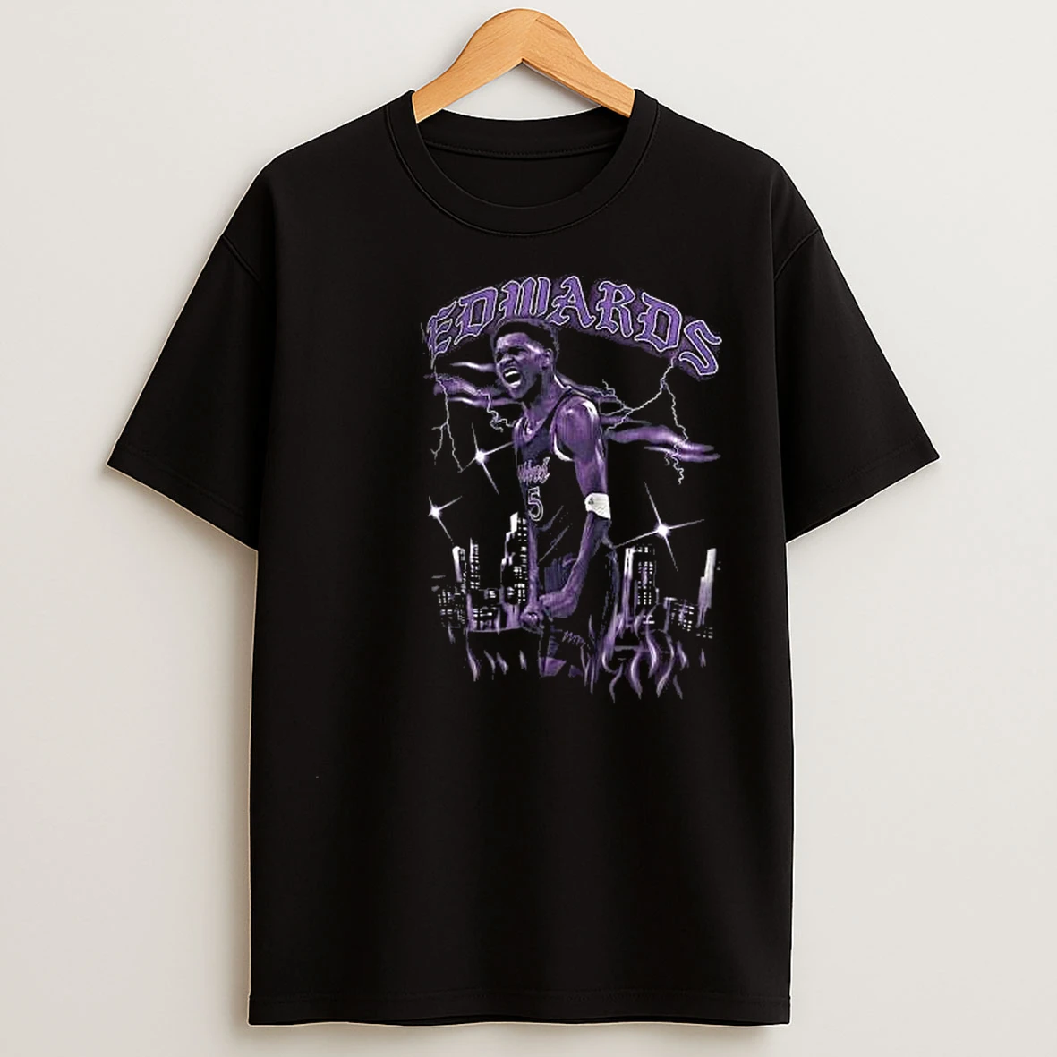Anthony Edwards Minnesota Timberwolves 2025 2026 City Edition Player Graphic Circle Black T Shirts