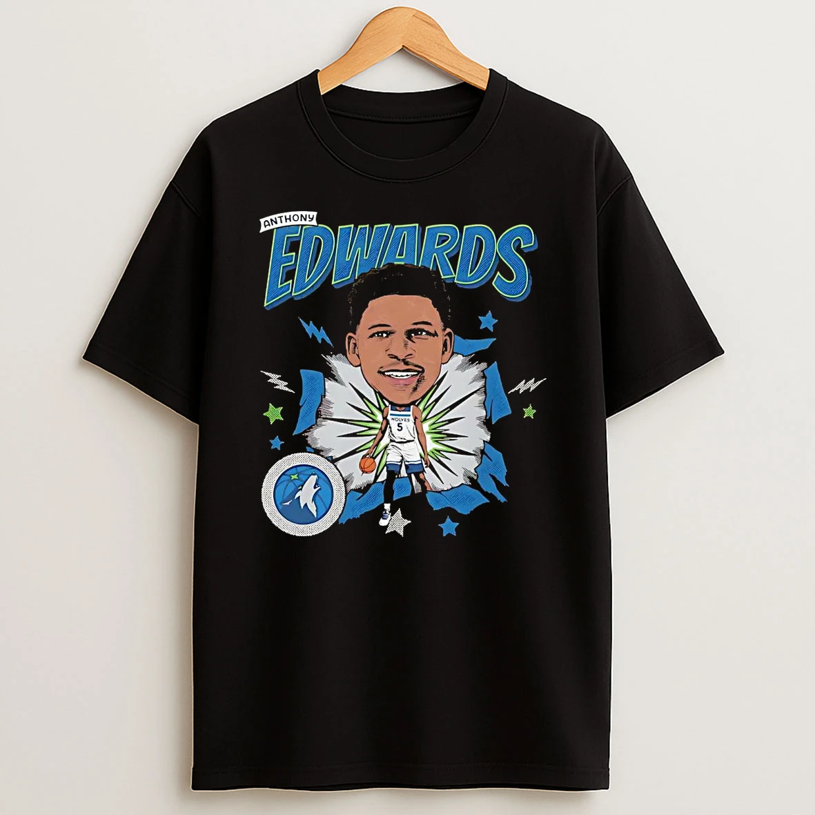 Anthony Edwards Big Head Caricature Minnesota Timberwolves Shirts