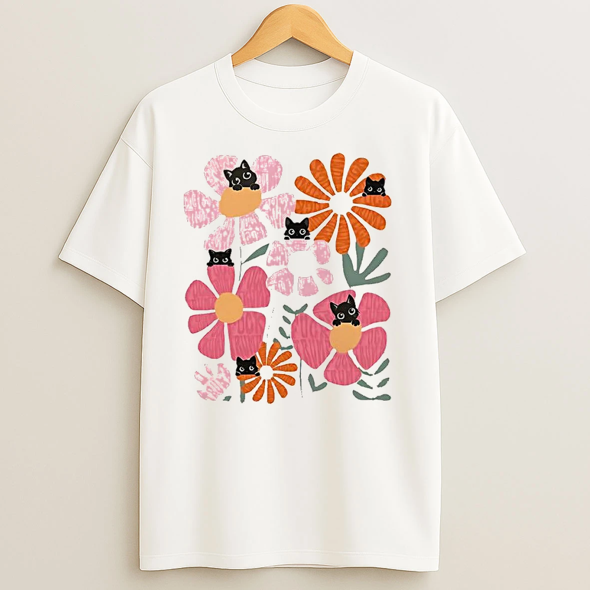 Anti Trump Black Cat Behind Flower T Shirts