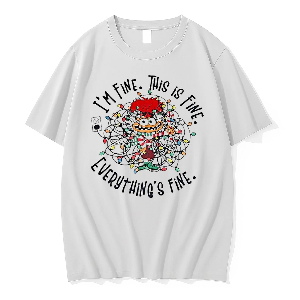 Anxiety In Christmas Lights Im Fine This Is Fine Everythings Fine Shirts
