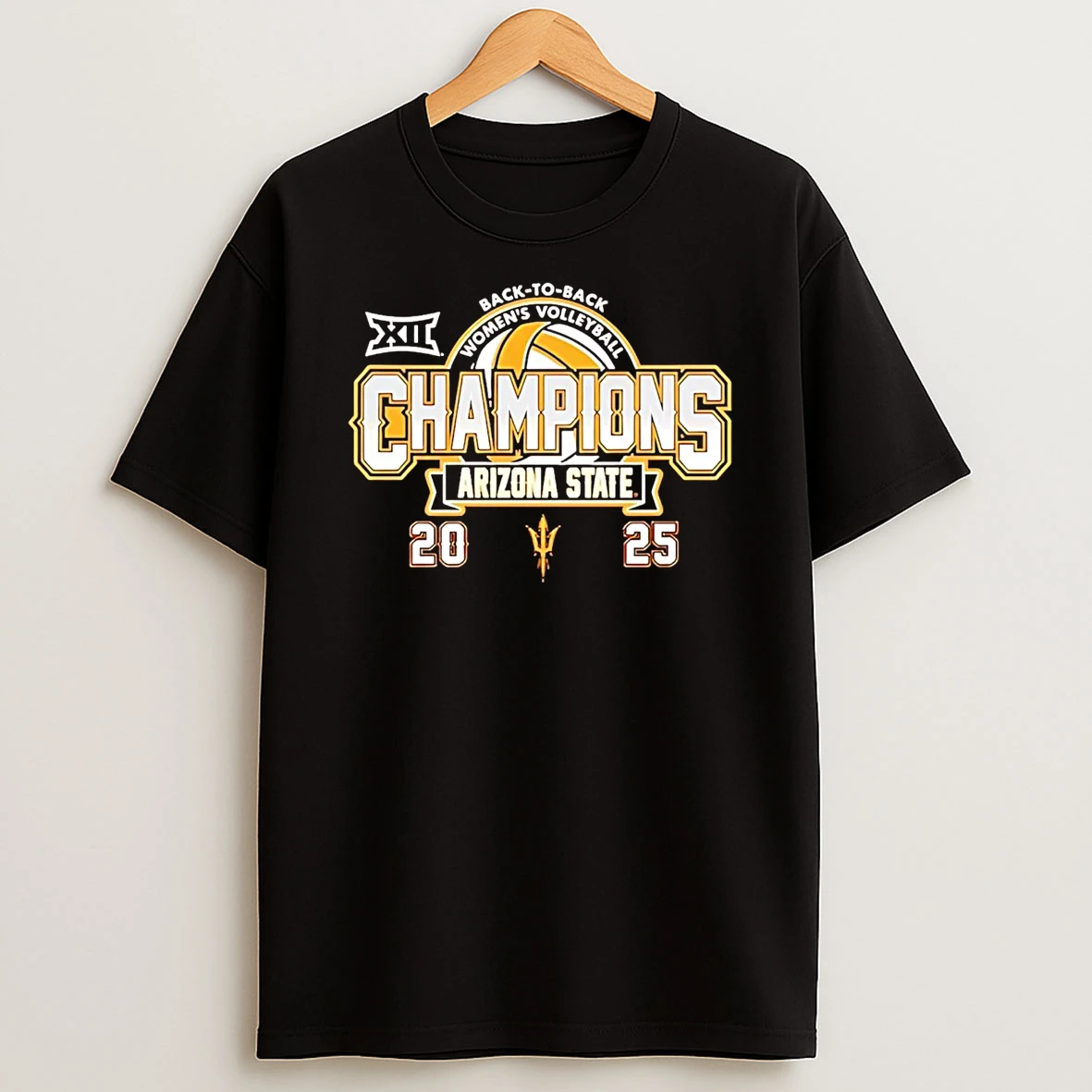 Arizona State Sun Devils 2025 Back To Back Big 12 Volleyball Champions Shirts