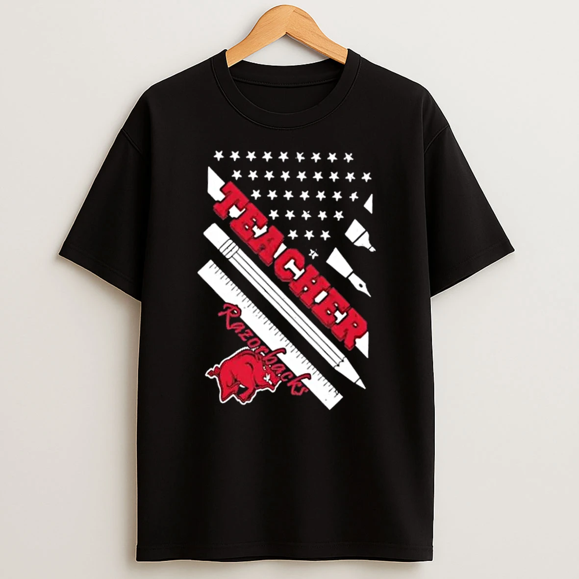 Arkansas Razorbacks X Teacher American Flag Shirts