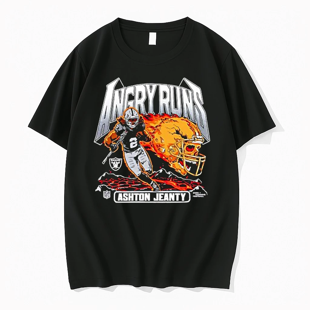 Ashton Jeanty Las Vegas Raiders Angry Runs Player Graphic Shirts