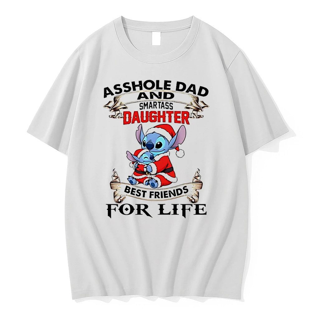 Asshole Dad And Smartass Daughter Best Friends For Life Stitch Christmas Shirts
