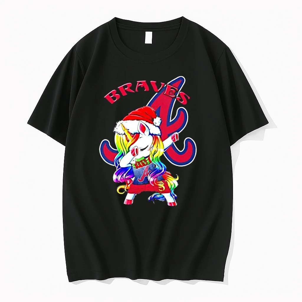 Atlanta Braves X Unicorn Santa Hat Dabbing Merry Christmas Shirts