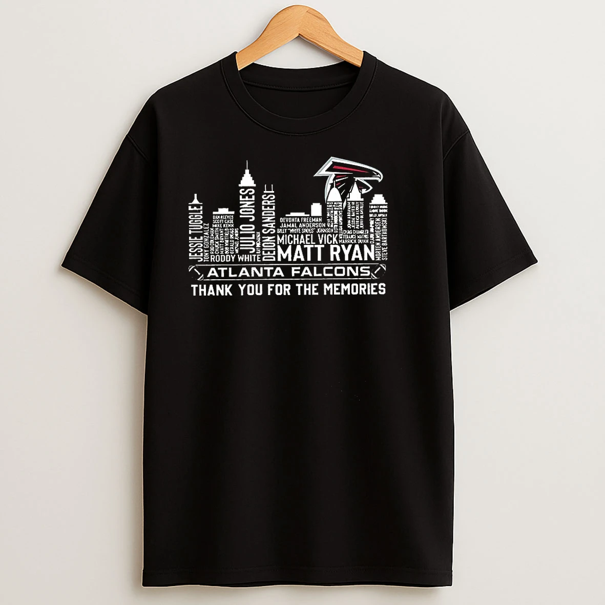 Atlanta Falcons Football Thank You For The Memories Name Player Skyline T Shirts
