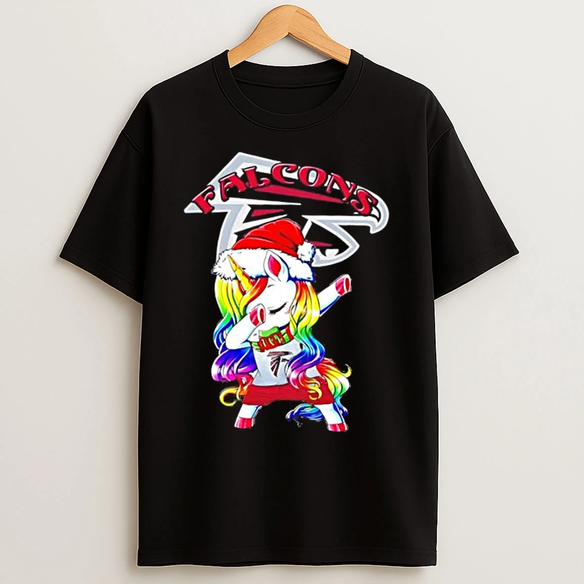 Atlanta Falcons X Unicorn Santa Hat Dabbing Merry Christmas T Shirts