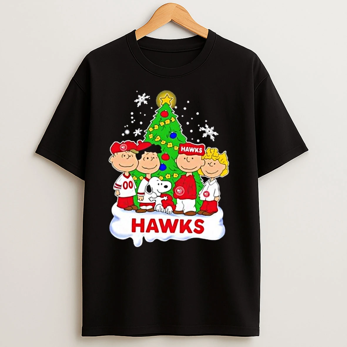 Atlanta Hawks X Peanuts Snoopy And Friends Christmas Tree T Shirts