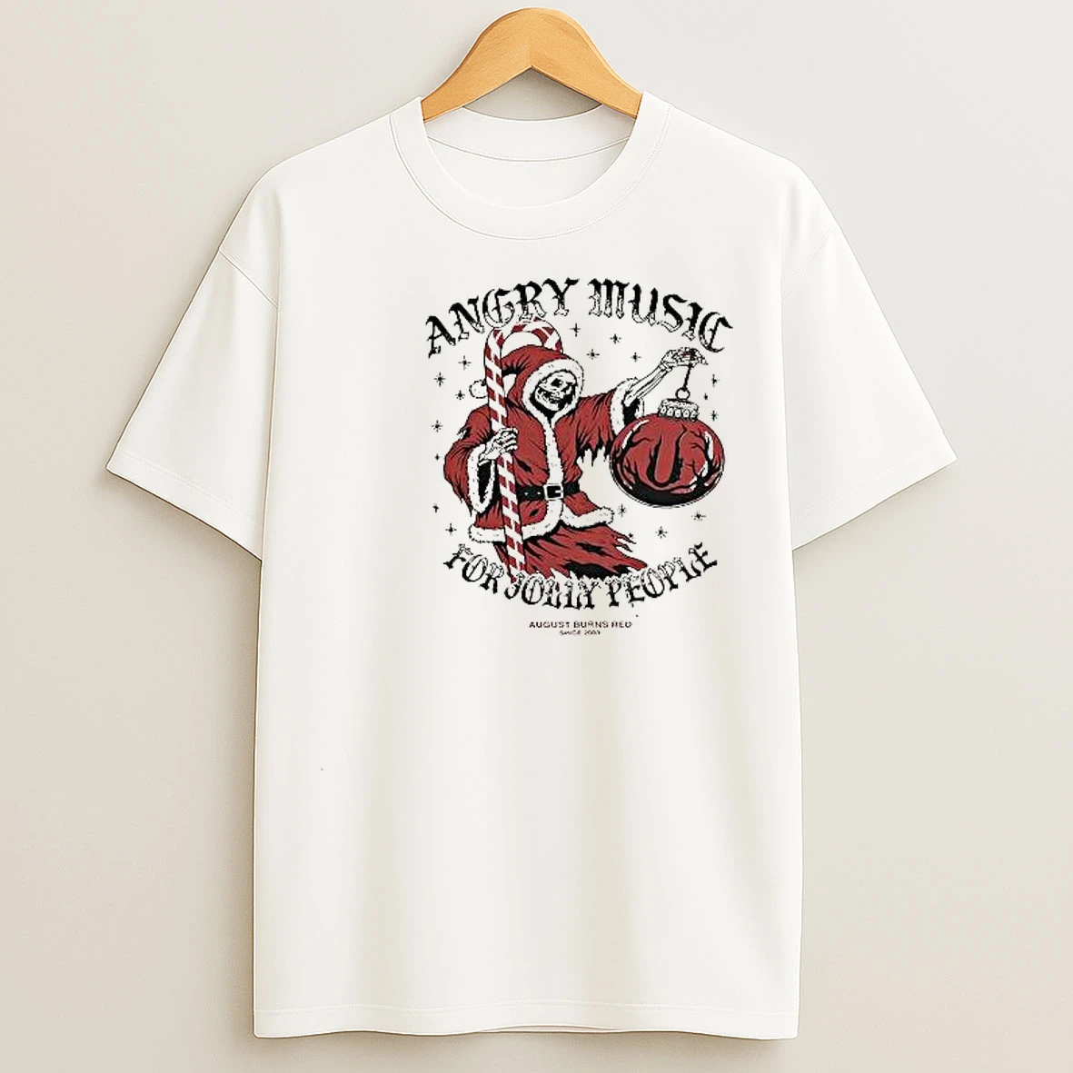 August Burns Red Christmas 2025 Angry Music For Jolly People Jolly Reaper Circle White T Shirts