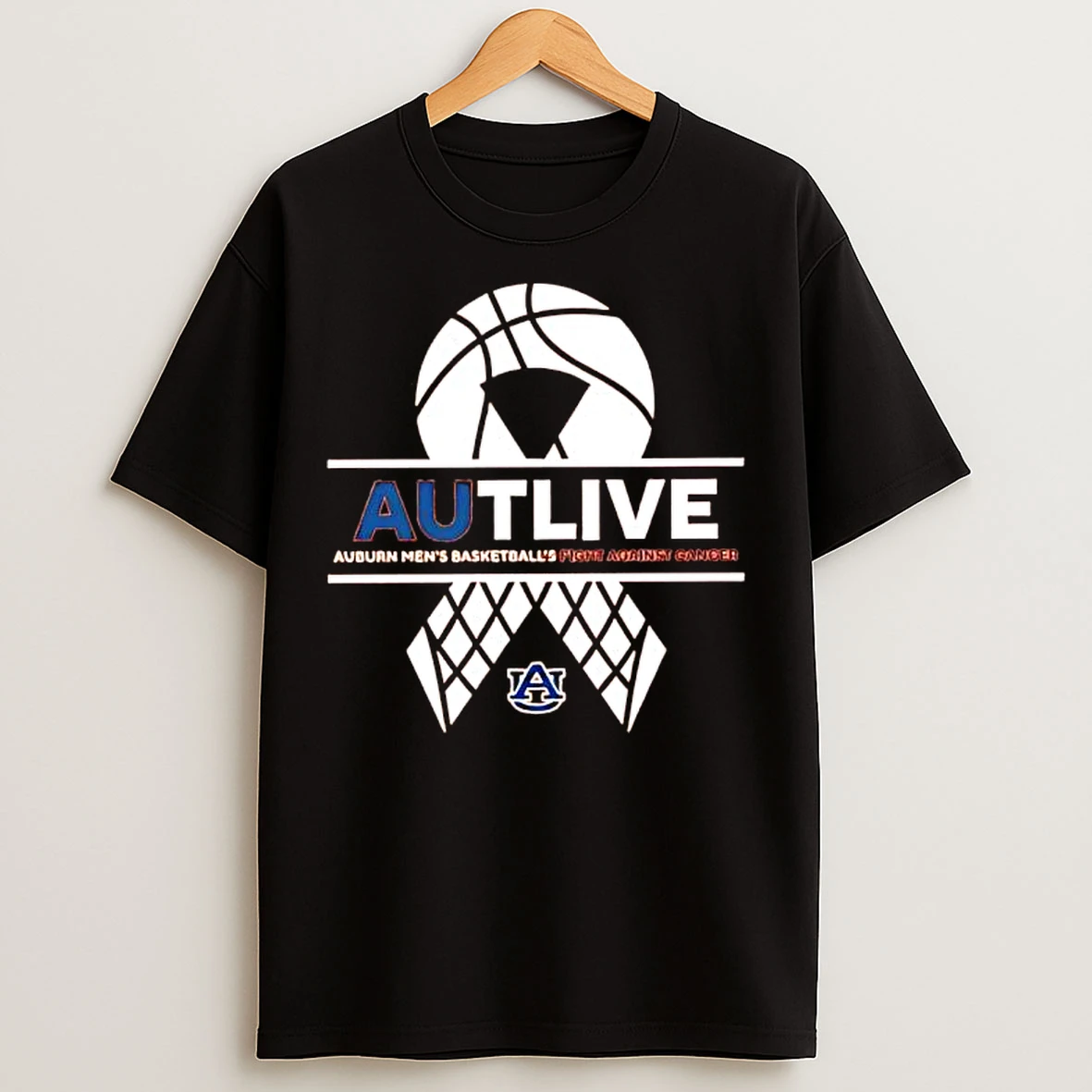 Autlive Auburn Mens Basketball X Fight Against Cancer Logo T Shirts
