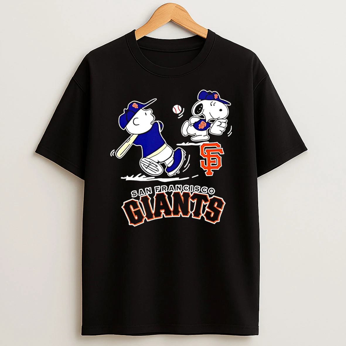 Awesome Peanuts Charlie Brown And Snoopy Playing Baseball San Francisco Giants Shirts