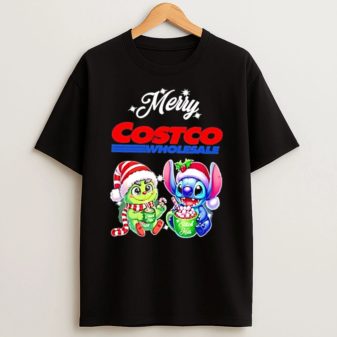 Baby Grinch And Stitch X Costco Wholesale Merry Christmas Shirts