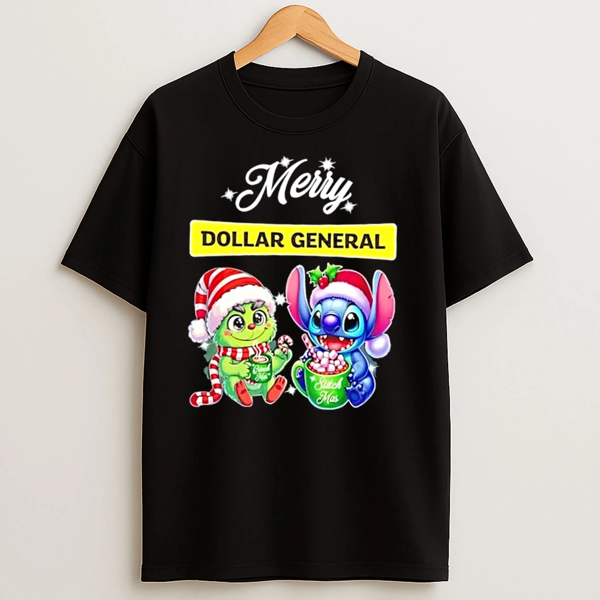 Baby Grinch And Stitch X Dollar General Merry Christmas T Shirts