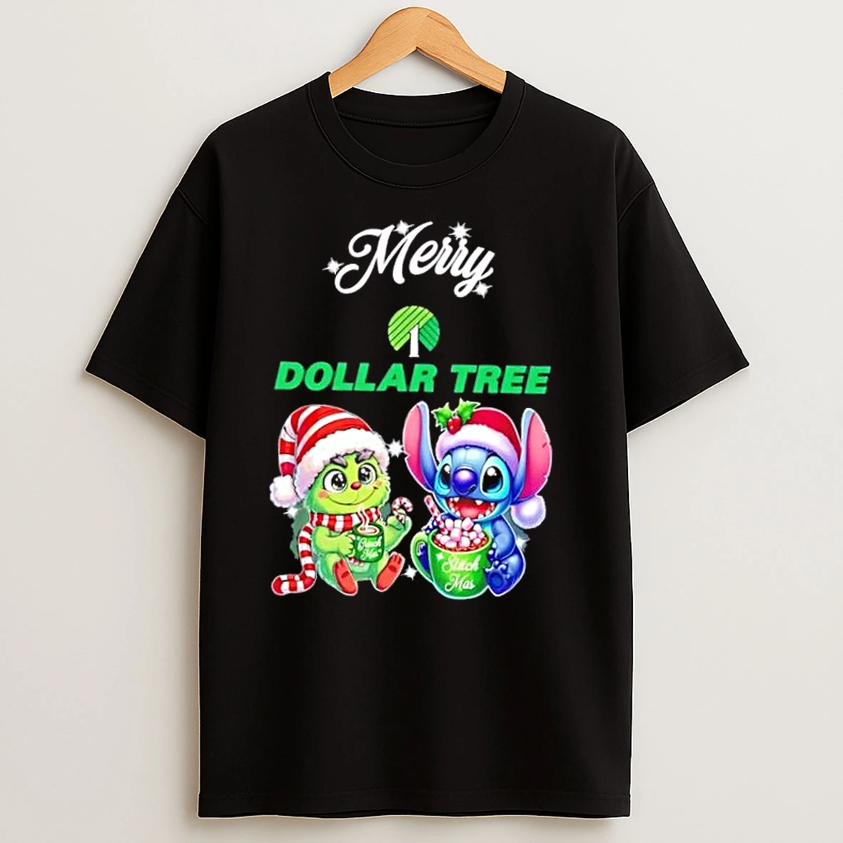 Baby Grinch And Stitch X Dollar Tree Merry Christmas T Shirts
