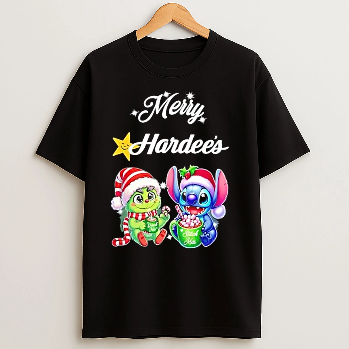 Baby Grinch And Stitch X Hardees Merry Christmas T Shirts