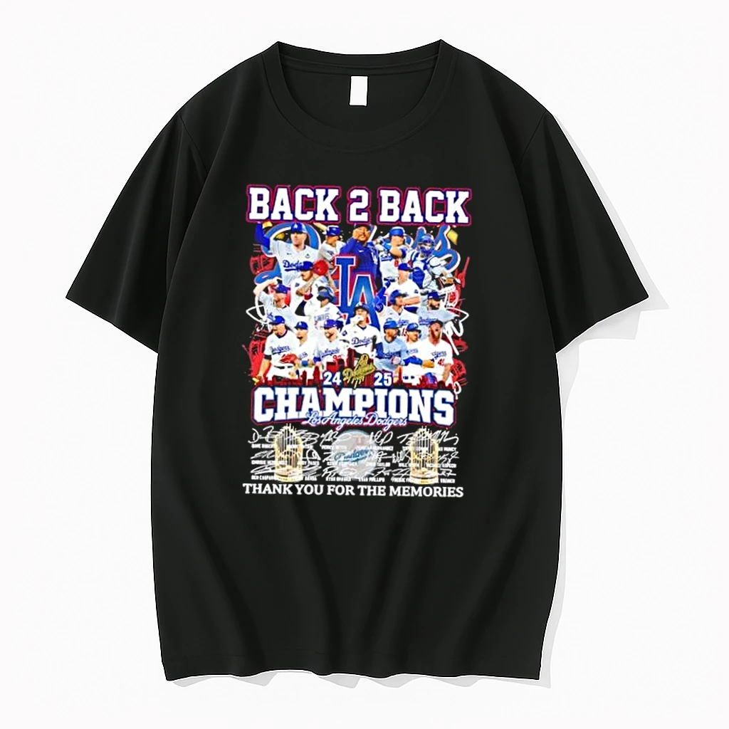 Back 2 Back 2024 2025 Champions Los Angeles Dodgers All Players Thank You For The Memories Signatures Shirts