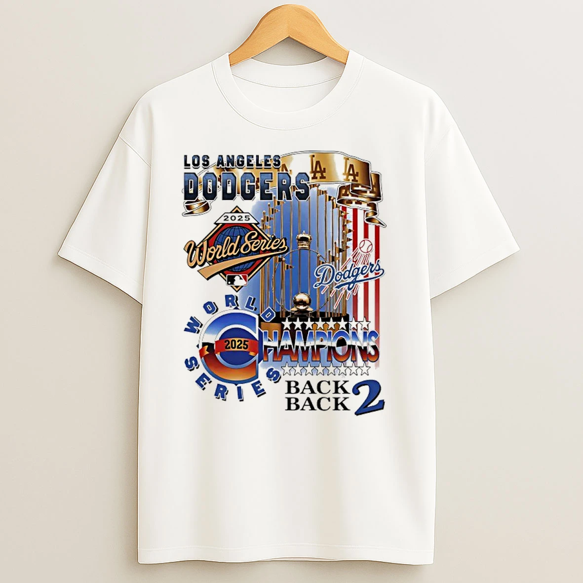 Back 2 Back 2025 World Series Champions Los Angeles Baseball Trophies Vintage T Shirts