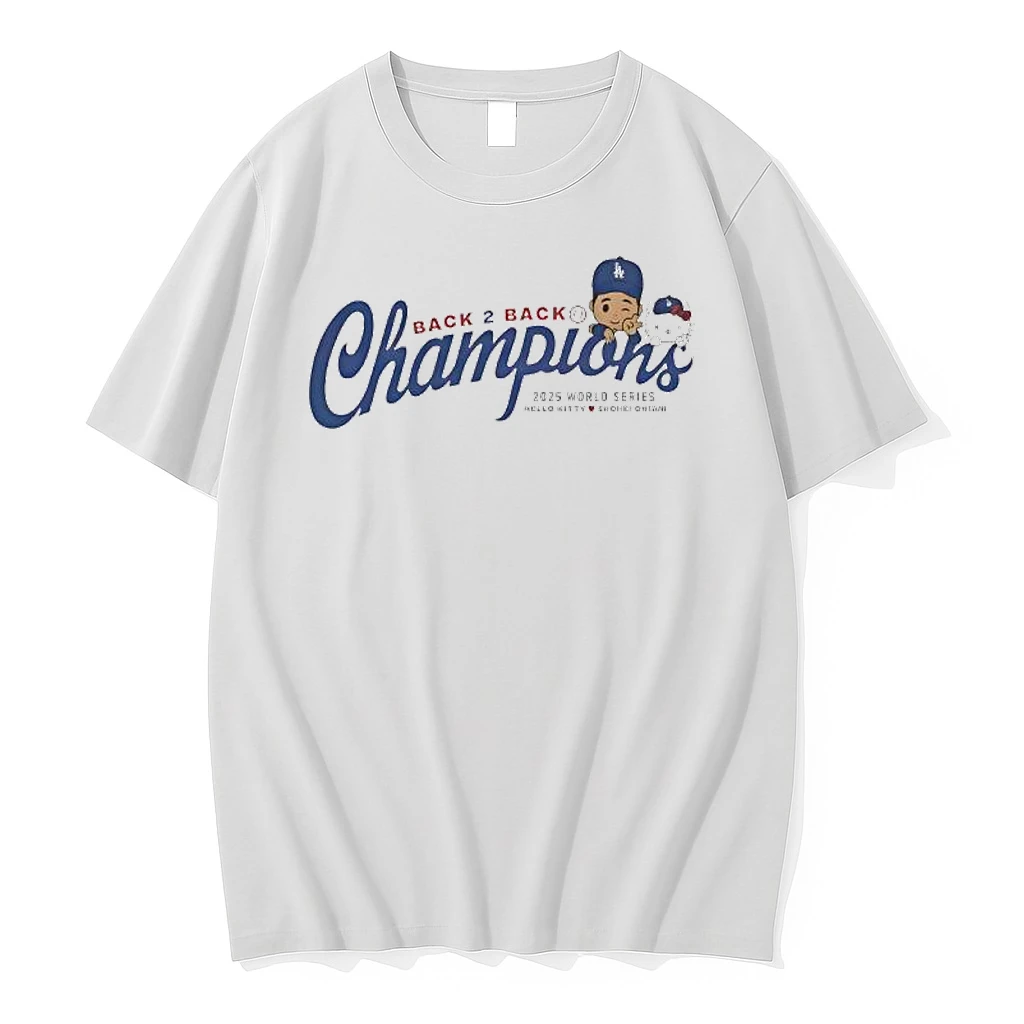 Back 2 Back Champions 2025 World Series Hello Kitty And Shohei Ohtani La Dodgers Shirts