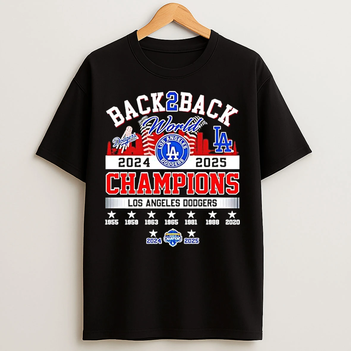 Back To Back 2025 World Champions La Dodgers T Shirts
