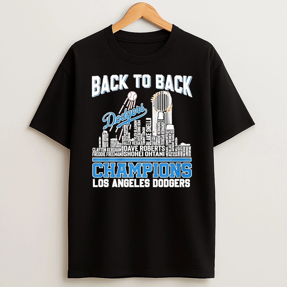 Back To Back Champions Los Angeles Dodgers Skyline Graphic Shirts