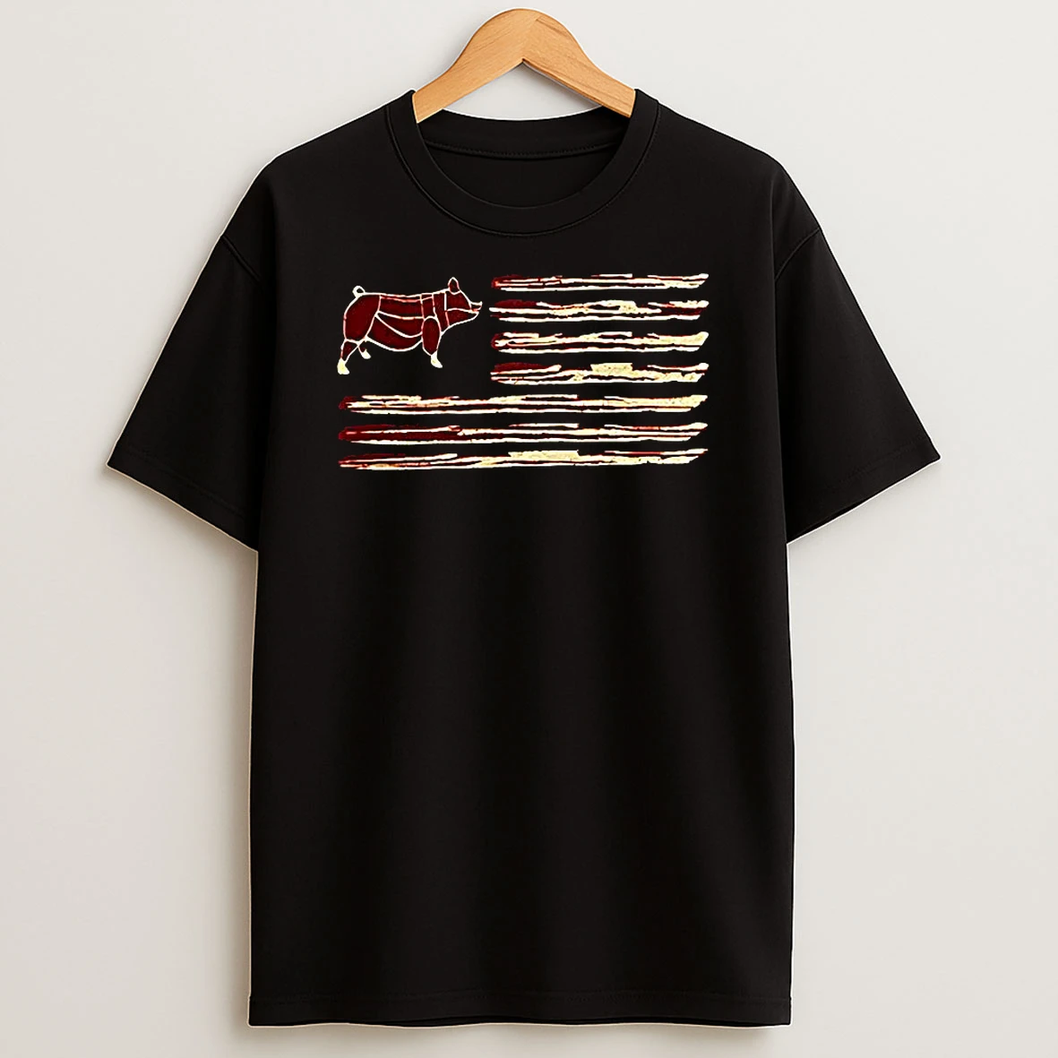 Bacon Flag Pig Parody Vintage Shirts