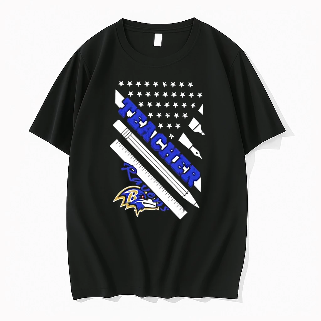 Baltimore Ravens Football X Teacher American Flag Shirts