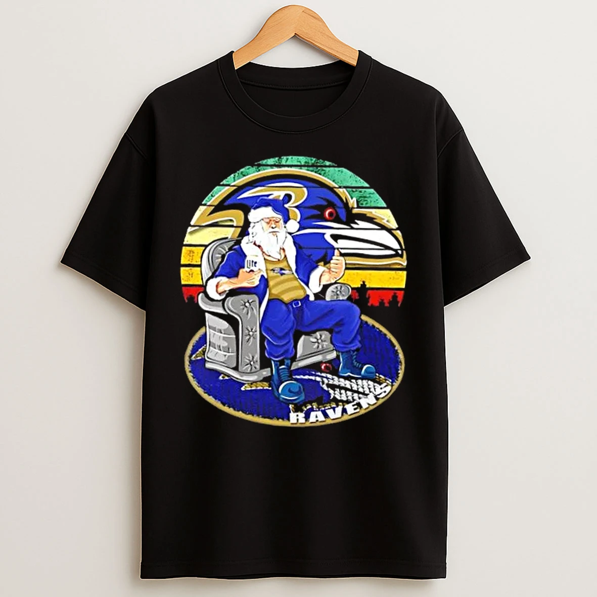 Baltimore Ravens X Santa Claus Christmas Vintage T Shirts