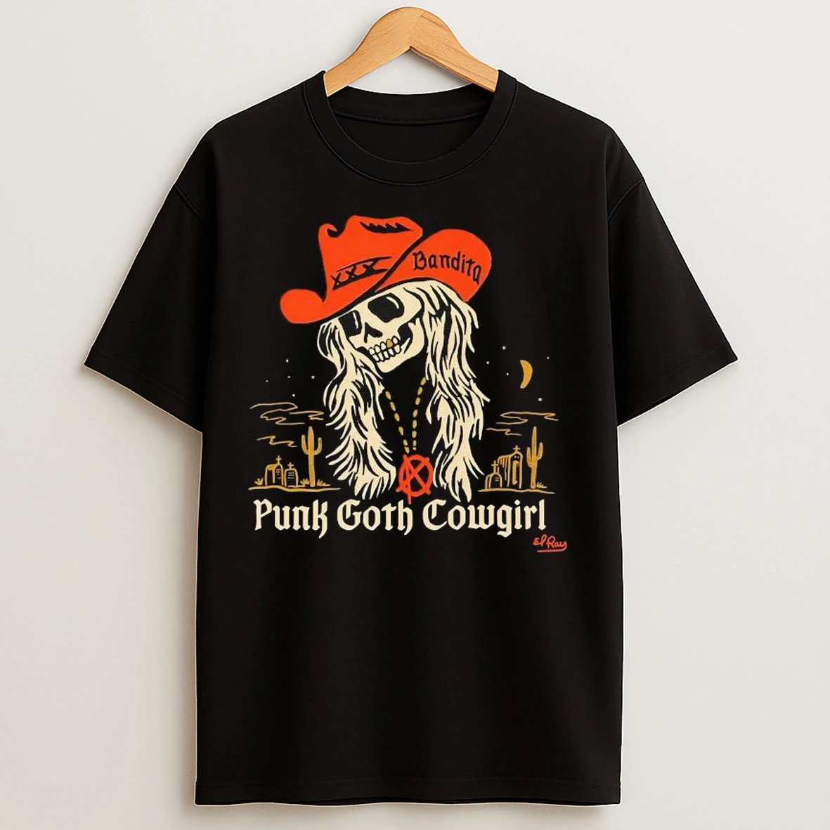 Bandita Punk Goth Cowgirl Skeleton Graphic T Shirts
