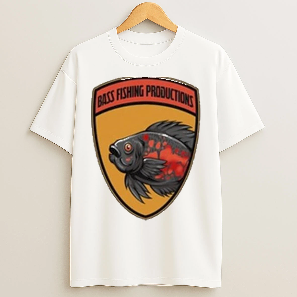 Bass Fishing Productions Shield Logo Circle White T Shirts