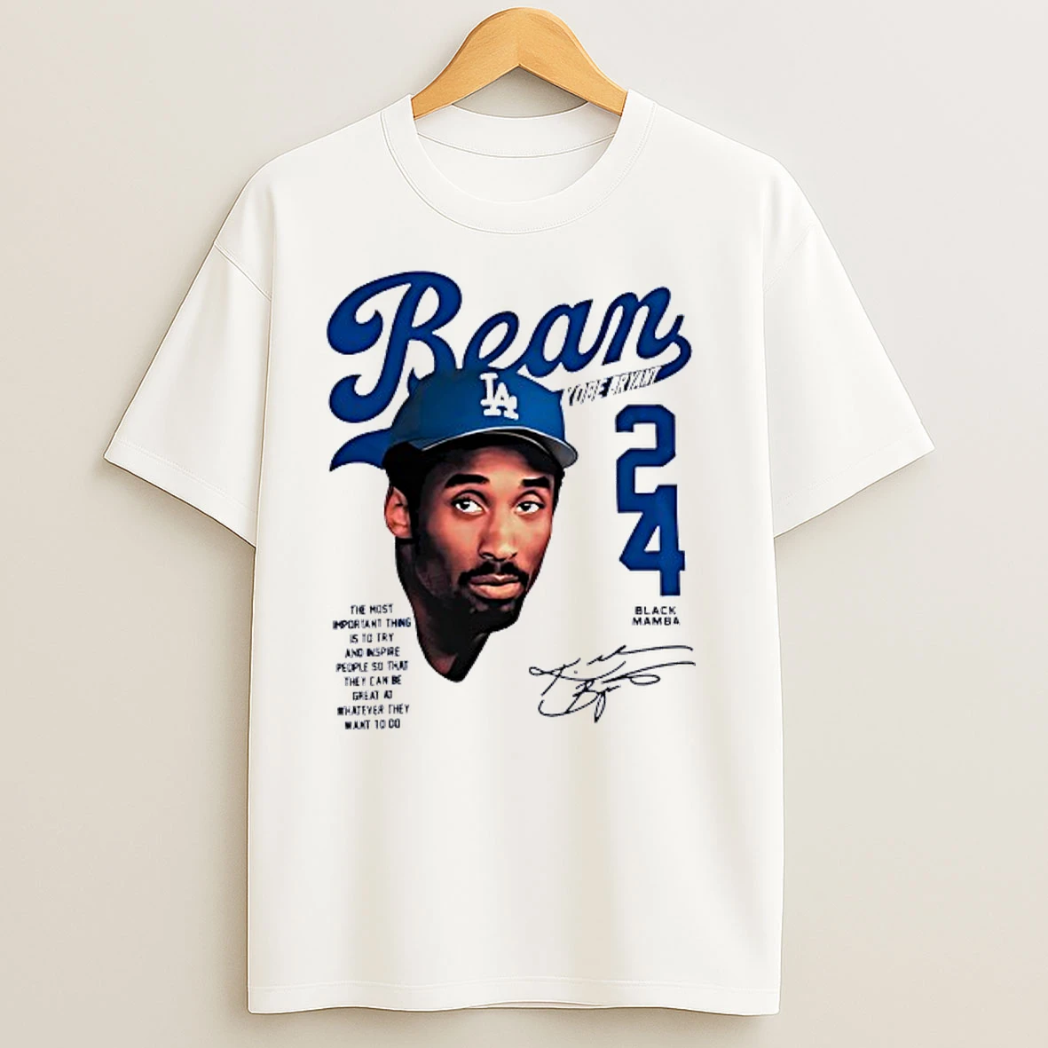 Bean Kobe Bryant Los Angeles Dodgers 24 Black Mamba T Shirts