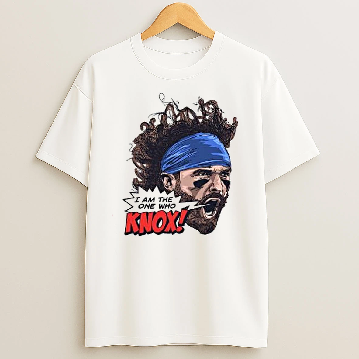 Big Head Carl Cordes Buffalo Bills I Am The One Who Knox T Shirts